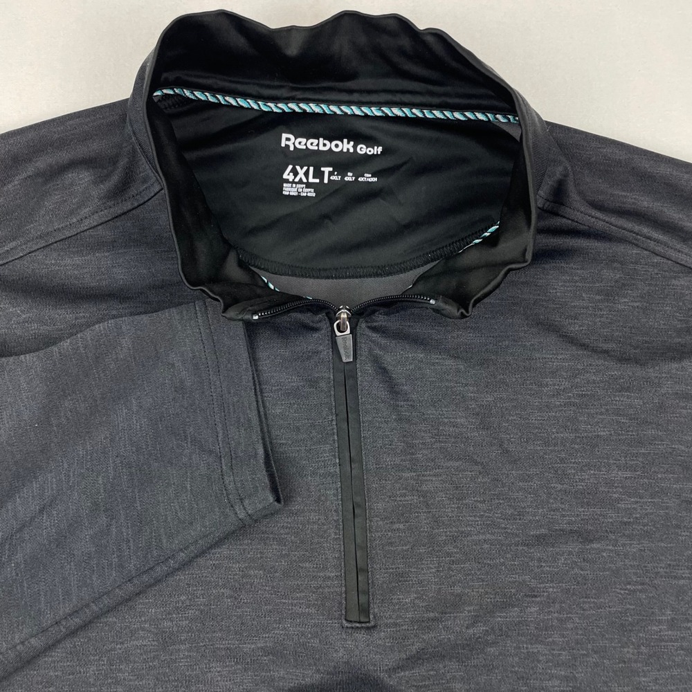 Reebok Golf Men 4XT Quarter Zip Pullover Charcoal Gray Heather Long Sleeve Shirt